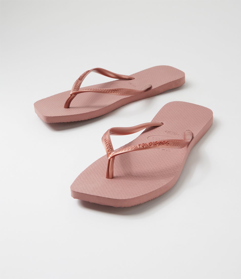 Slim Square Rose Rubber Thongs