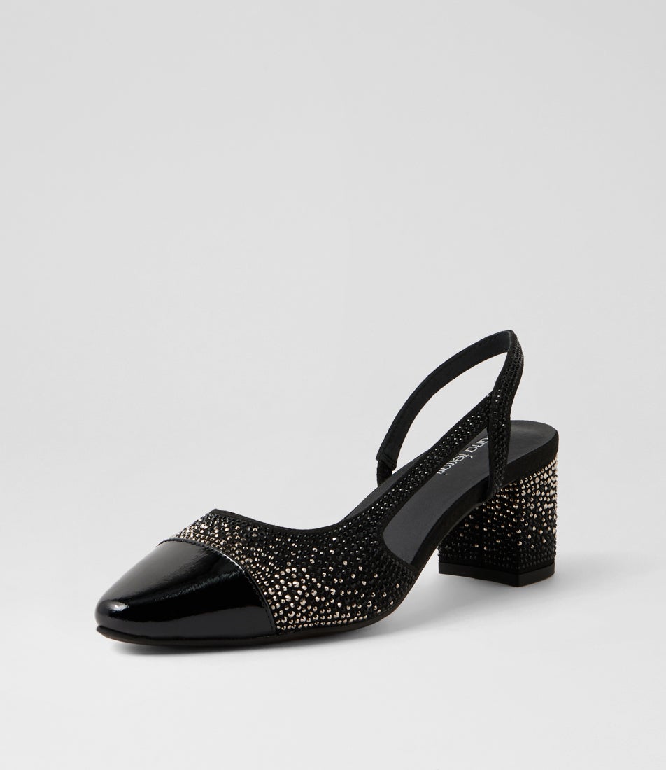 Luxury Black Silver Patent Jewels Heels Luxury Black Silver Patent Jewels Heels