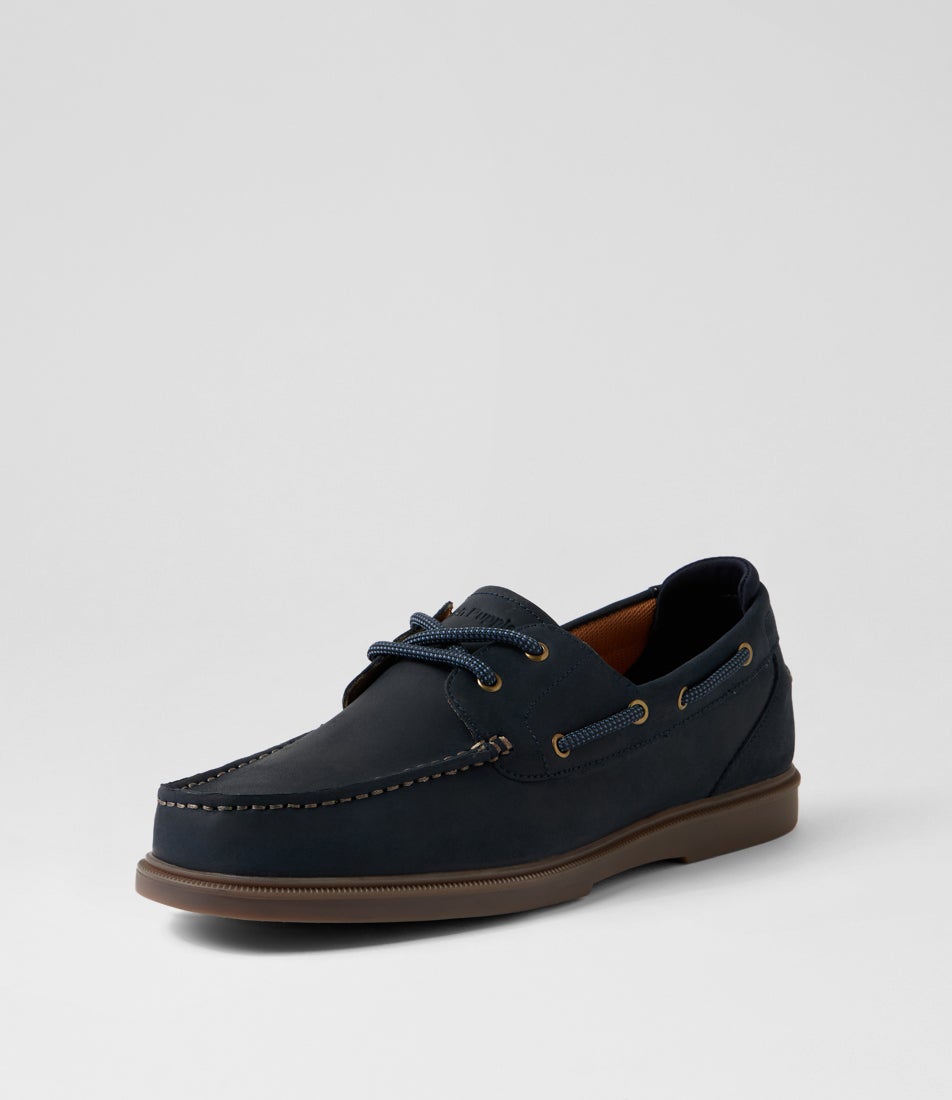Pandero Navy Leather Boat Shoes
