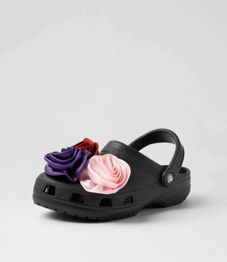 Classic Rosette Clog Black Croslite Flat Shoes