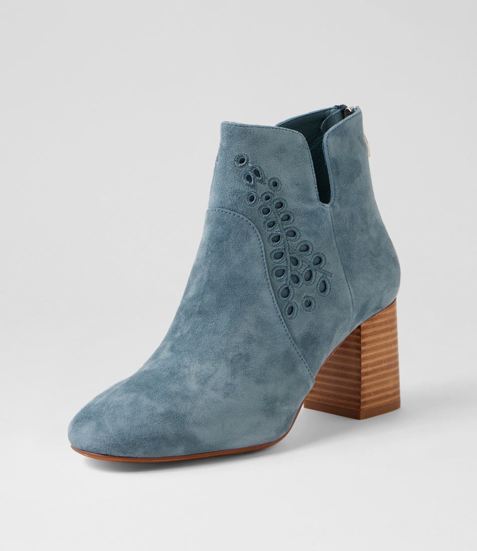 Spesh Steel Blue Natural Suede Ankle Boots