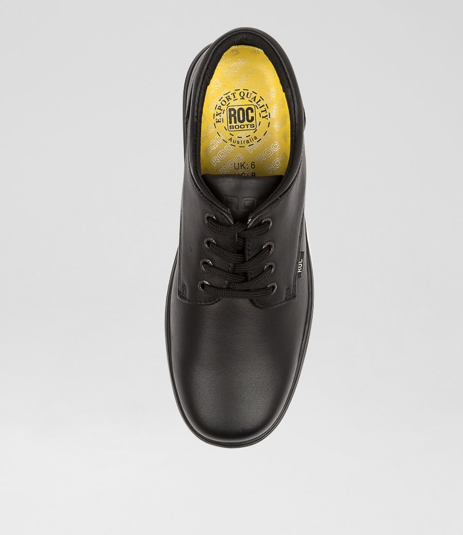 Larrikin Senior Black Leather Lace Up School Shoes
