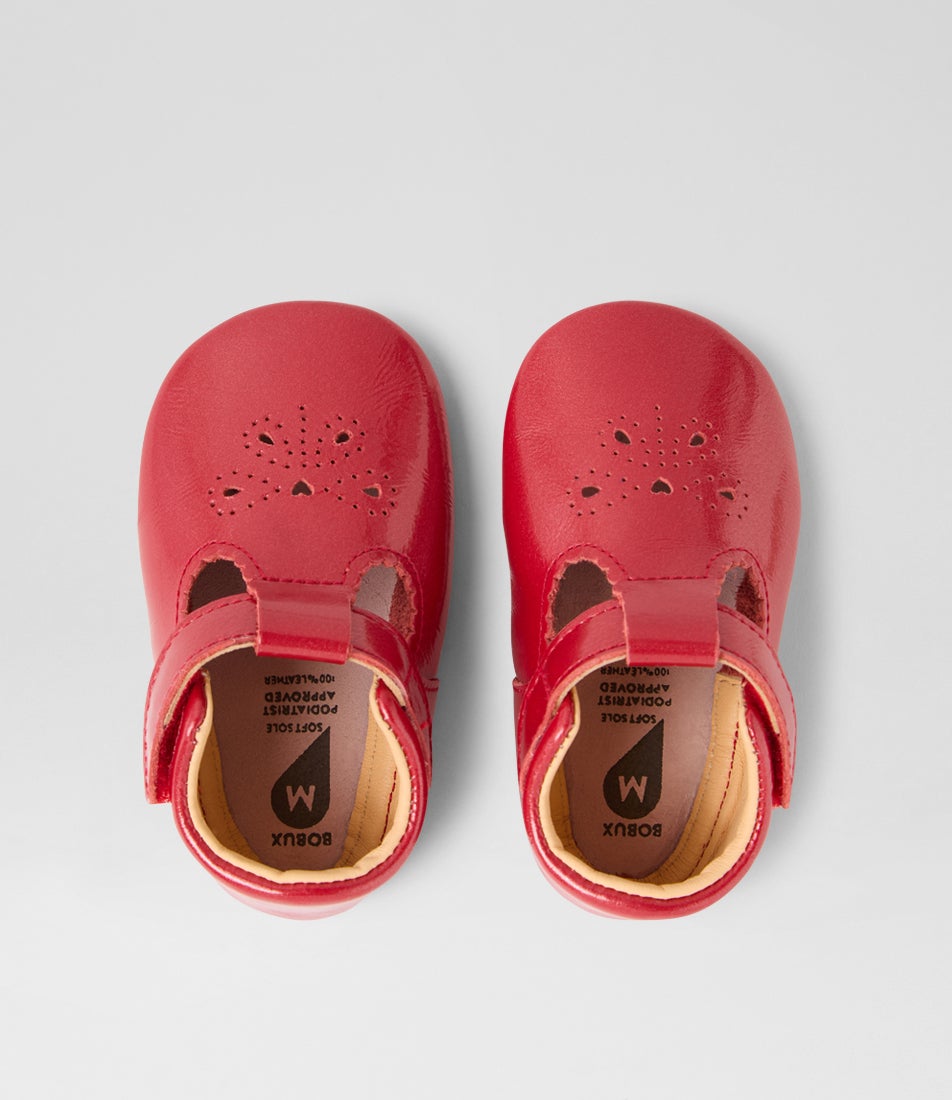 Ss Flutterheart Infant Raspberry Patent Leather Flat Shoes