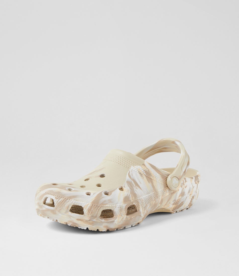 C Marbled Clog M Bone Multi Croslite Flat Shoes