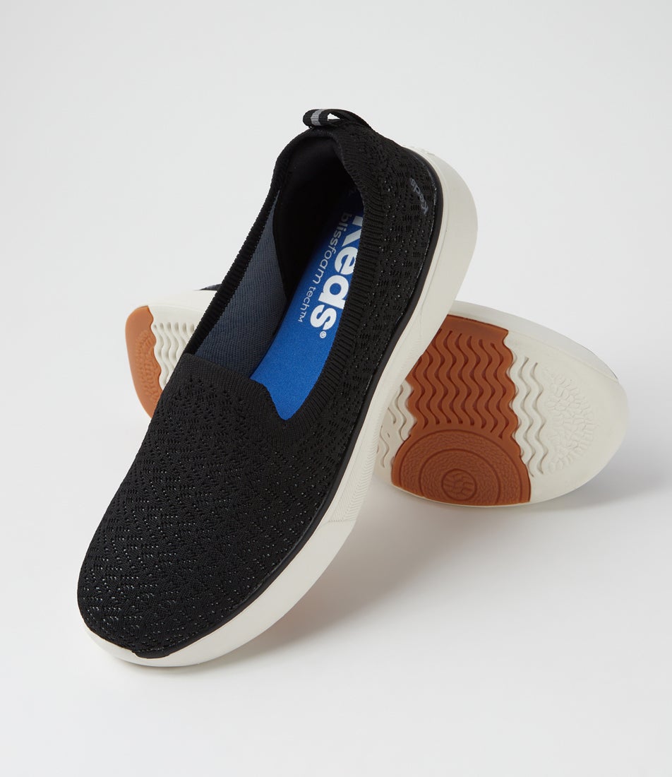 Blisswalk Black White Knit Loafers