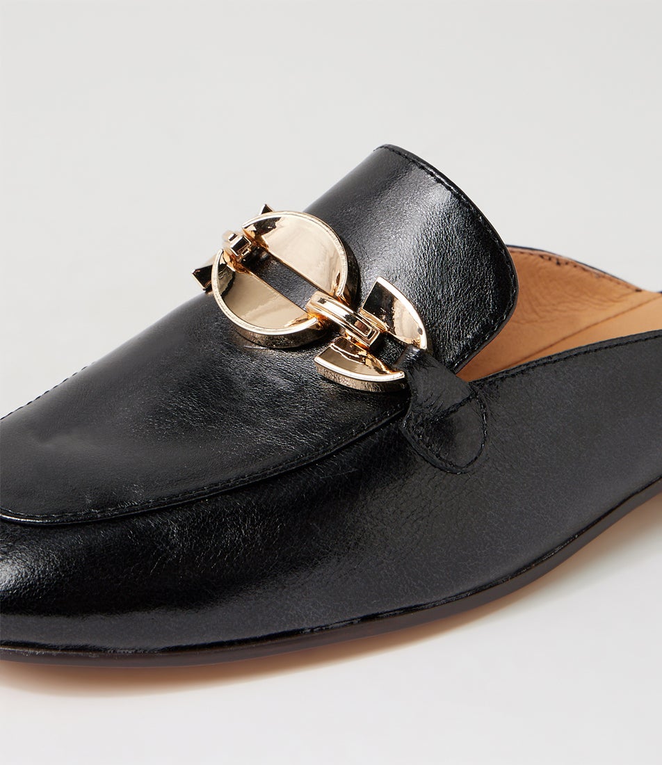 Inkles Navy Polish Leather Mules