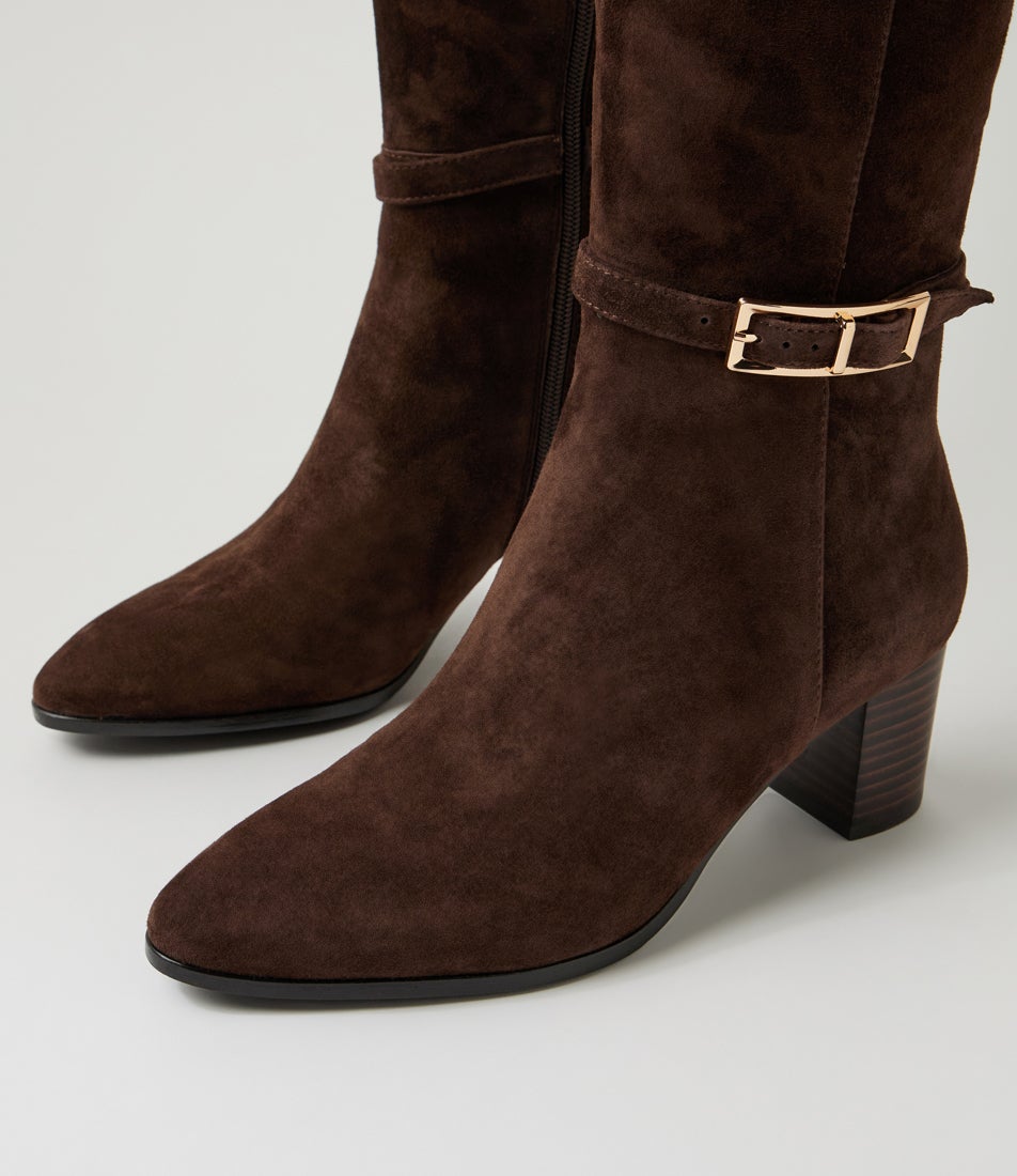 Briellas Choc Suede Knee High Boots