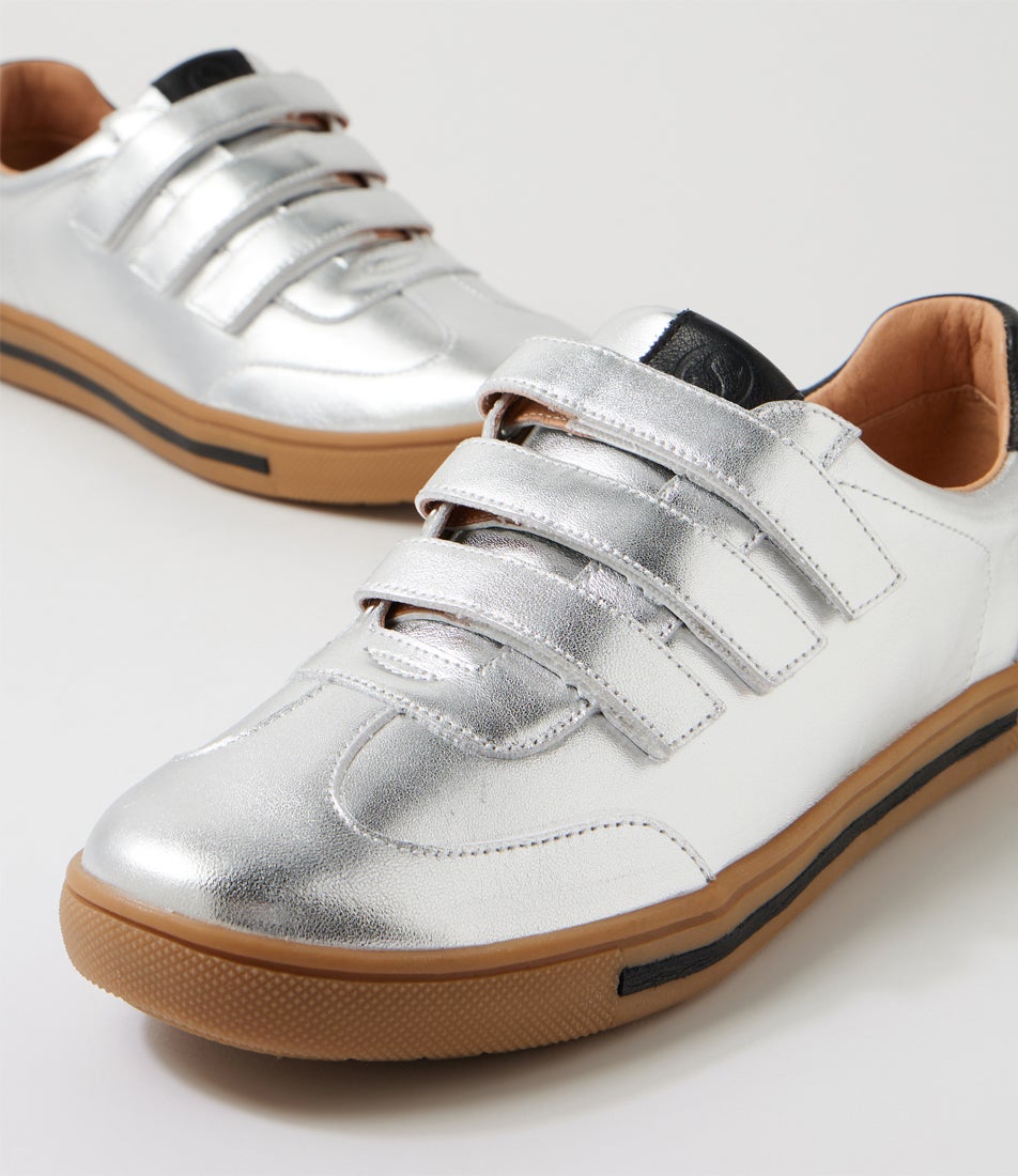 Ems Silver Black Leather Sneakers