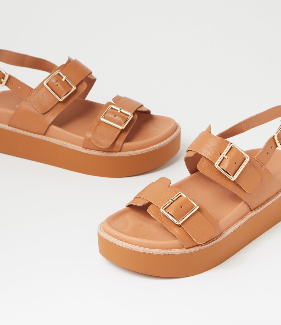 Guvnays Dark Tan Leather Sandals