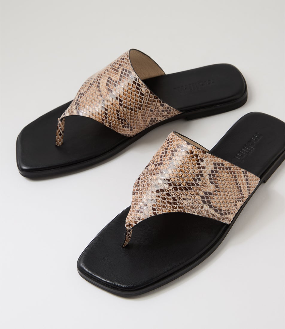 Amii Nude Snake Leather Sandals