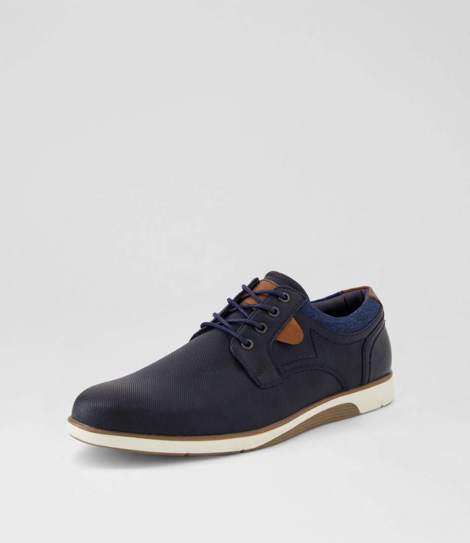 Delve Navy Lace Up Flats