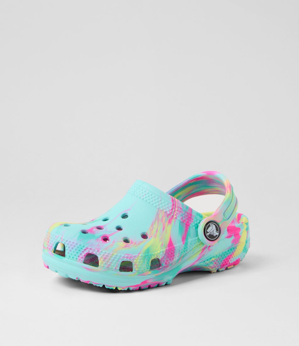Classic Marbled K Junior Aquamarine Multi Croslite Sandals