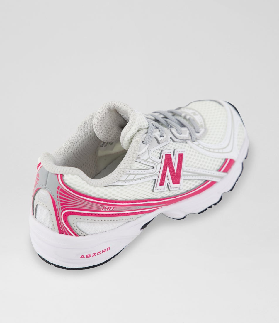 740 Junior White Carnival Pink Fabric Sneakers