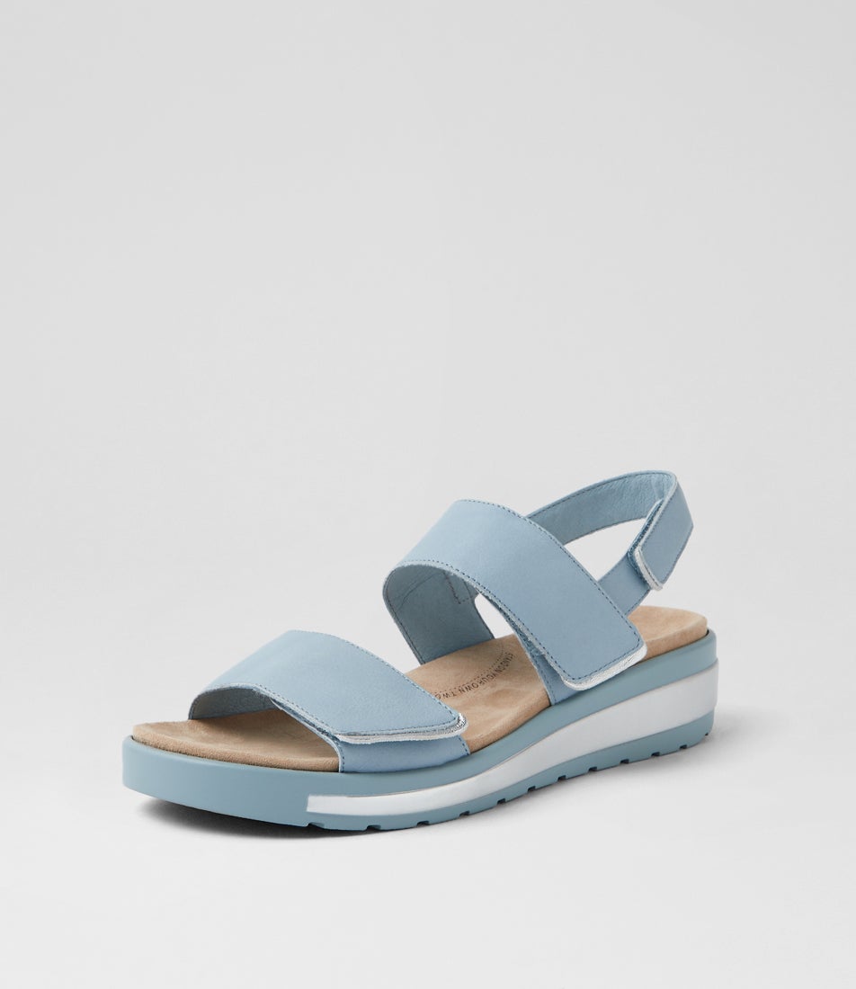 Garlin W Denim Silver Leather Sandals