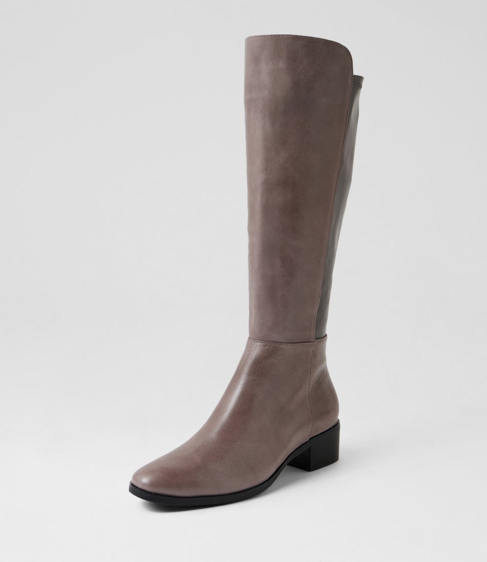 Tetley Charcoal Leather Knee High Boots