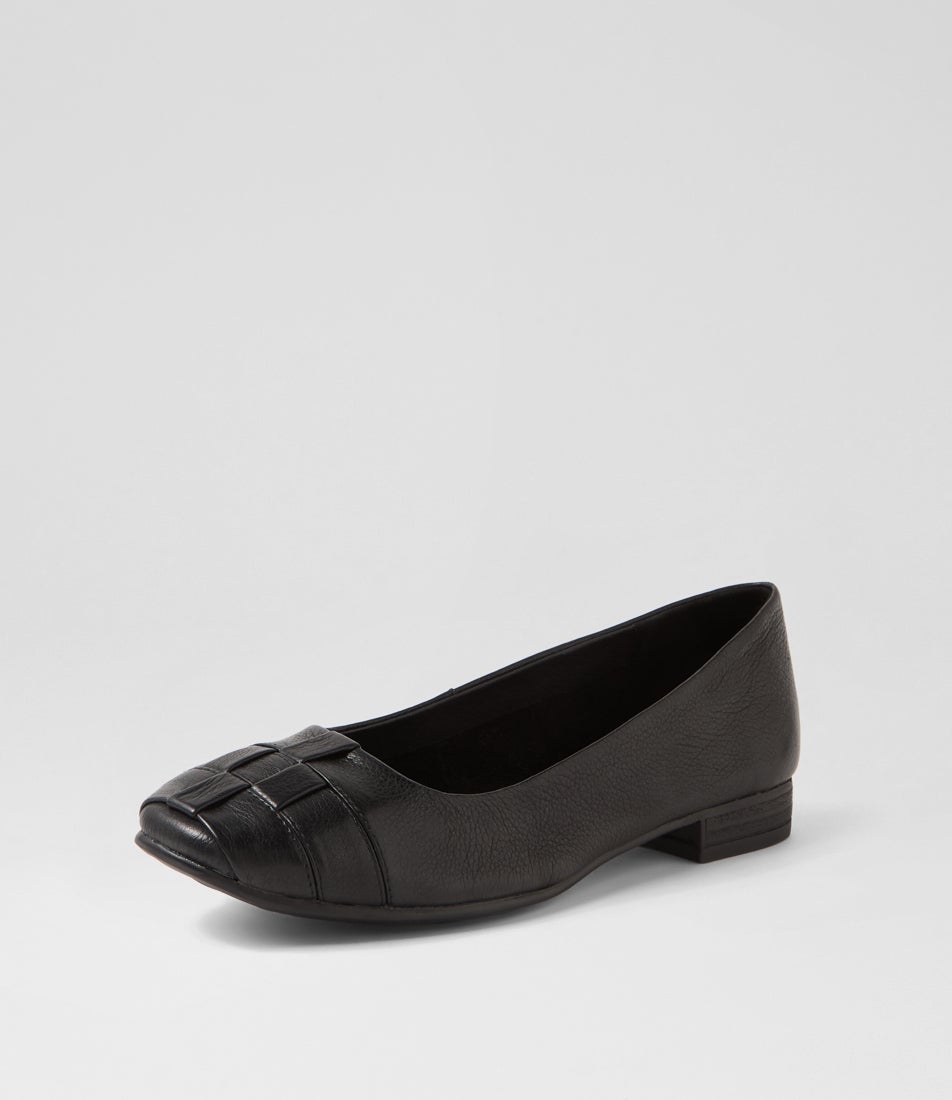 Tylan Black Leather Flat Shoes