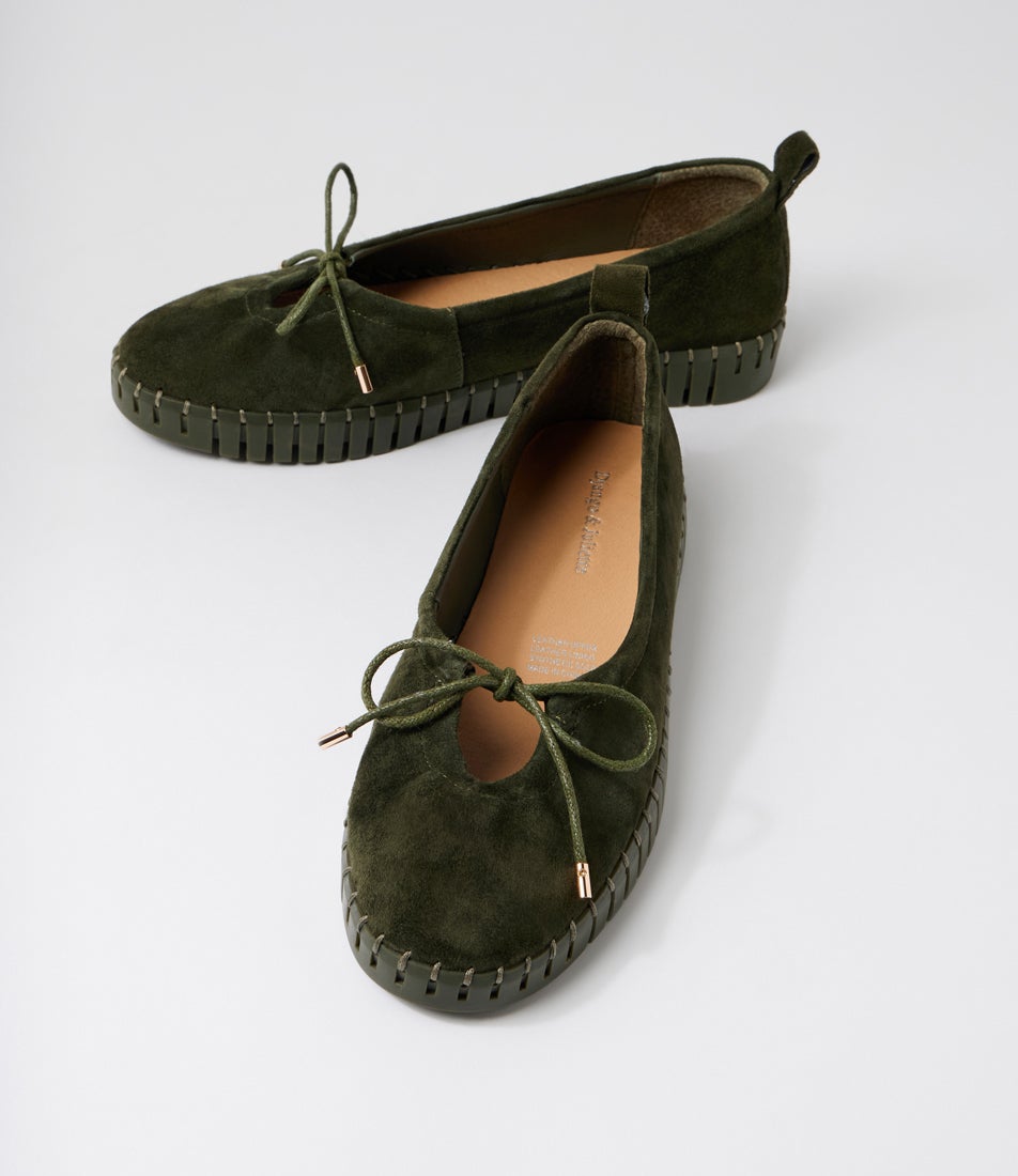 Halimas Olive Suede Ballet Flats