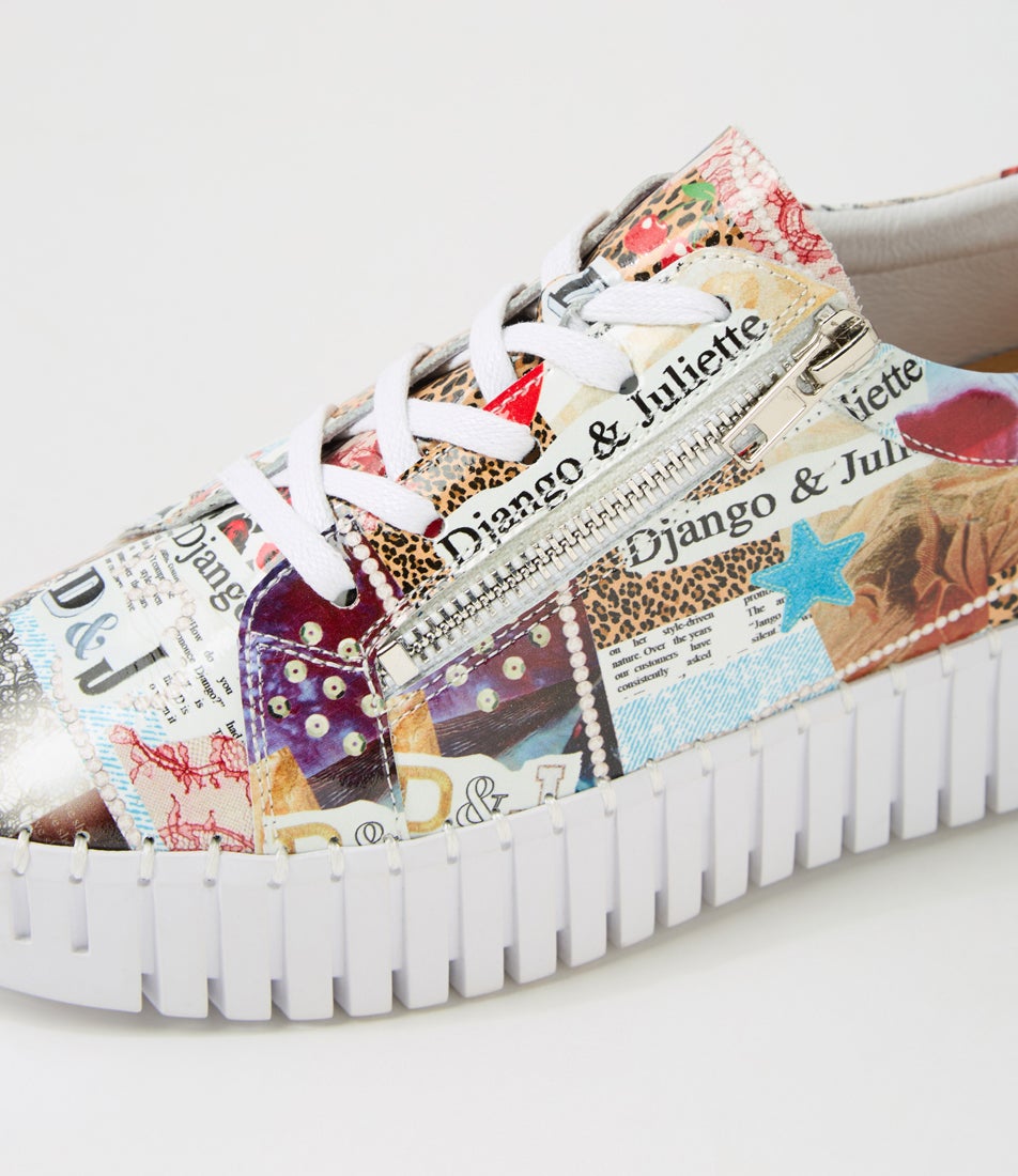 Bump Collage Print Patent Leather Sneakers