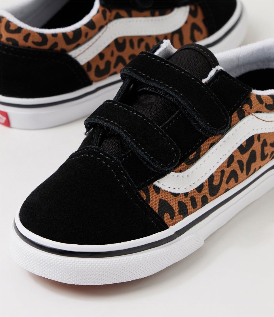 Old Skool Toddler Leopard Black Brown Suede