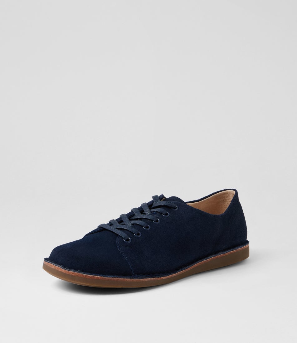 Odelle Navy Suede Lace Up Flats