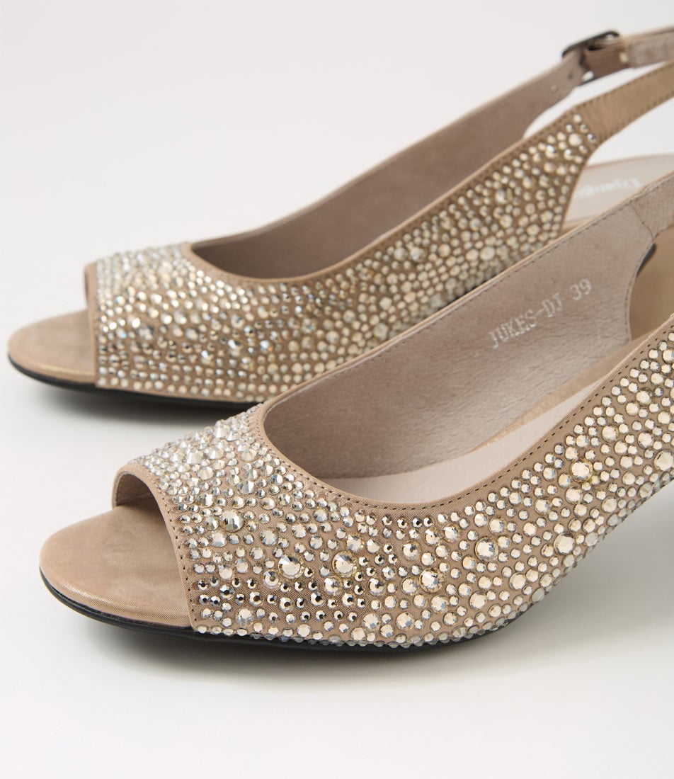Jukes Light Pewter Shimmer Leather Jewels Sandals