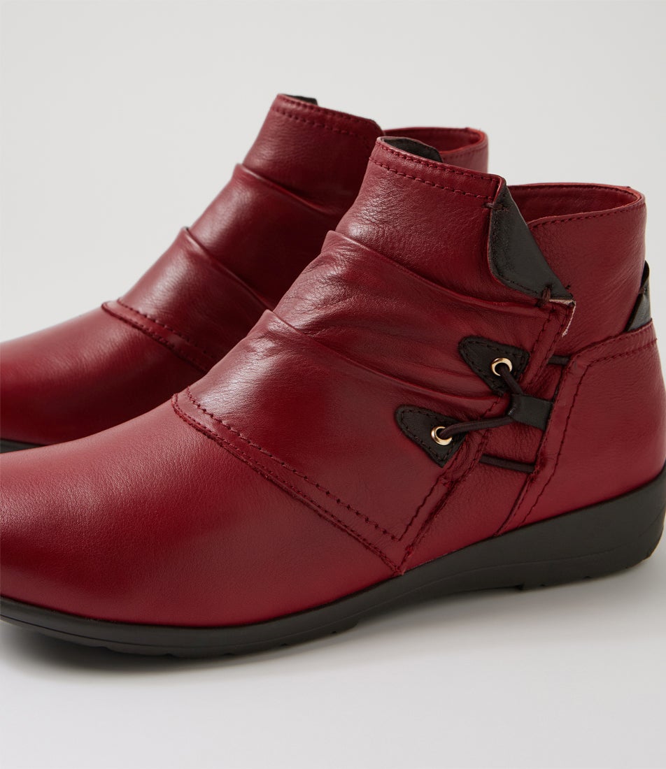 Parisa Cherry Brown Leather Ankle Boots
