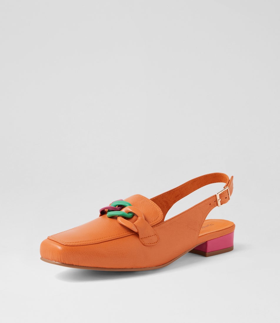 Boma Orange Leather Heels