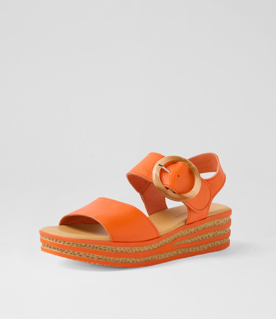 Cubbie New Orange Leather Sandals