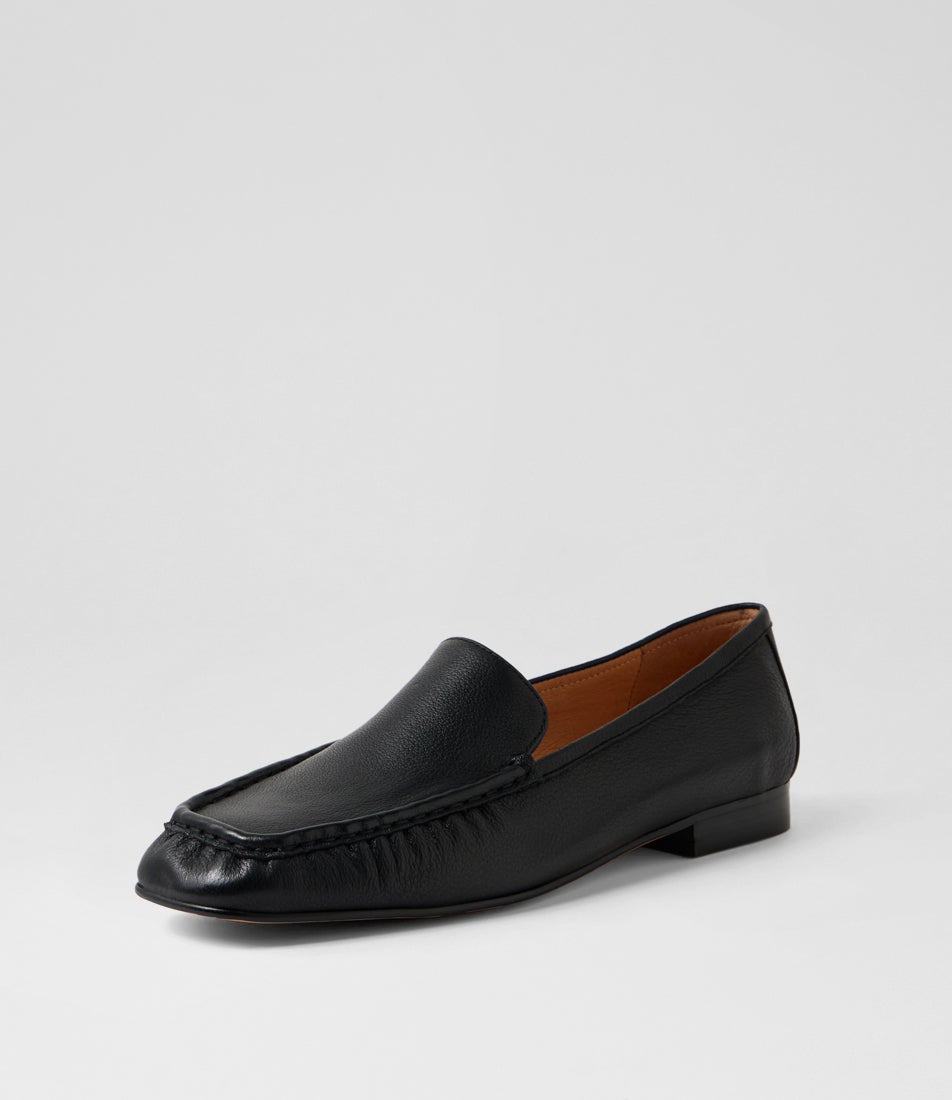 Polki Black Leather Loafers