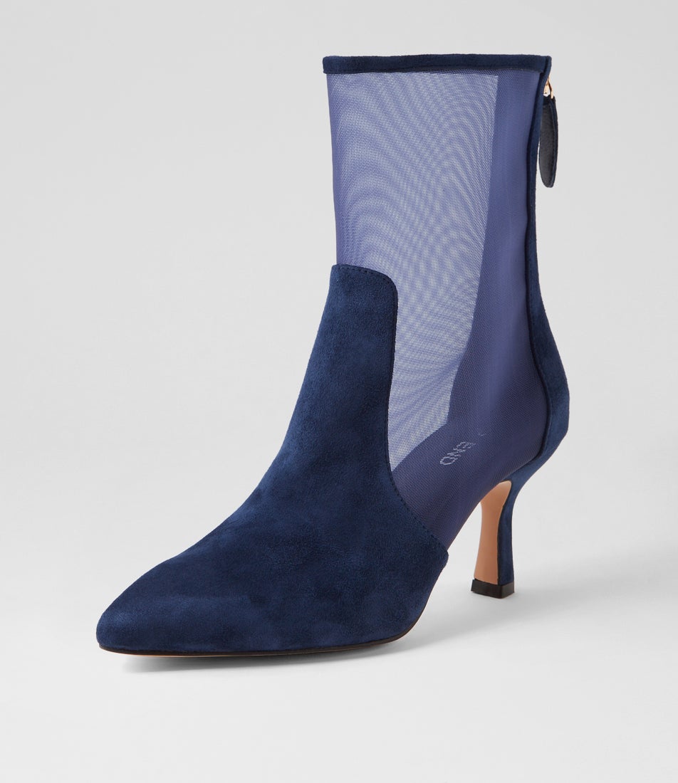 Lenka Navy Suede Mesh Ankle Boots