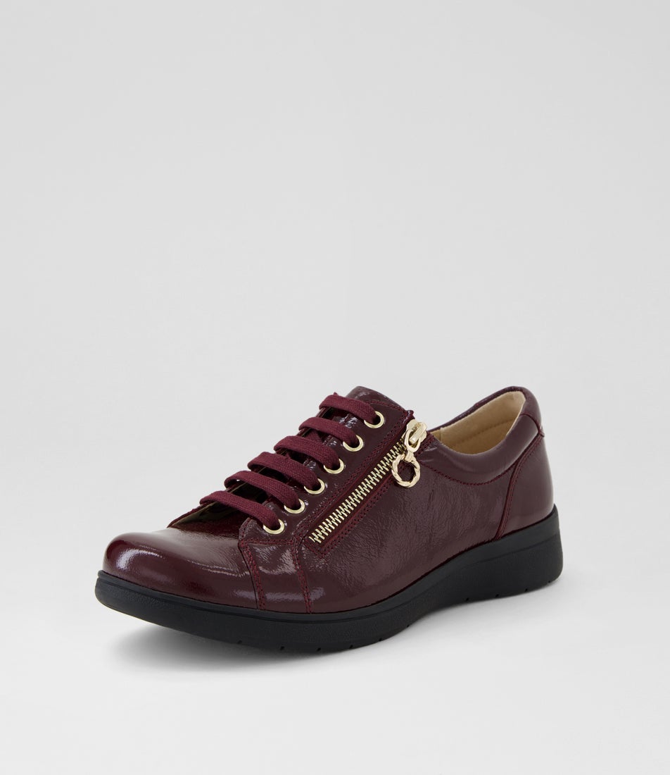 Alvies D Wine Crinkle Patent Leather Sneakers