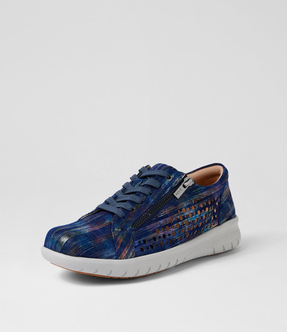 Shovo Xf Navy Brush Leather Sneakers