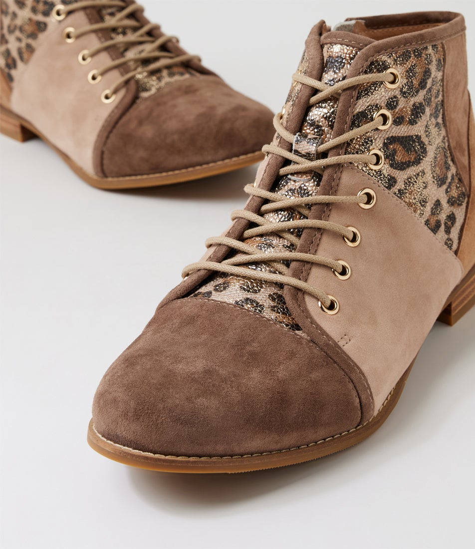 Tyrah Xf Taupe Suede Multi Ankle Boots