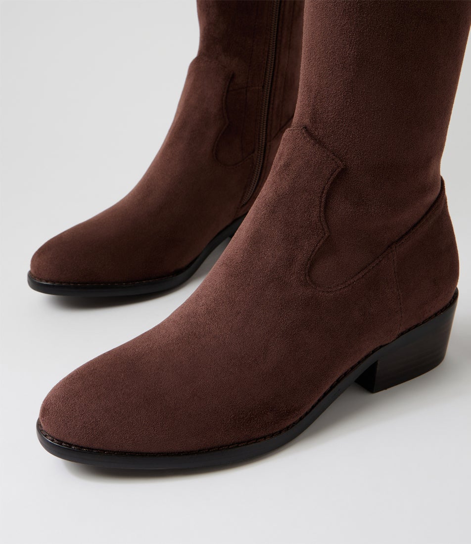 Galt Choc Stretch Microsuede Knee High Boots