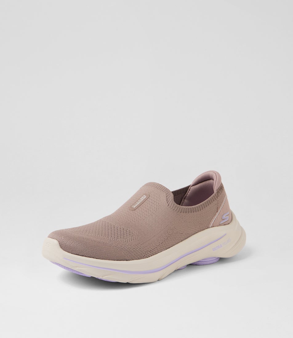Go Walk 8 Taupe Lavender Fabric Sneakers