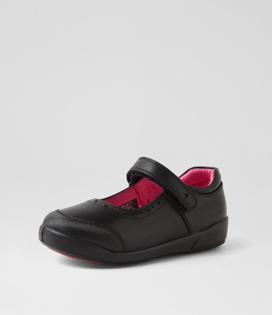 Hello Kitty Junior E Black Leather Flat Shoes