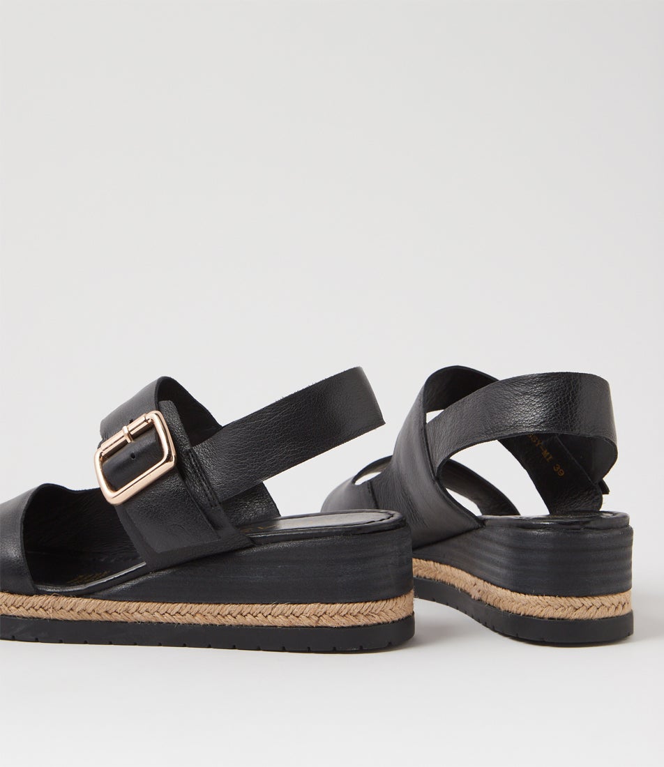 Issy Black Leather Sandals