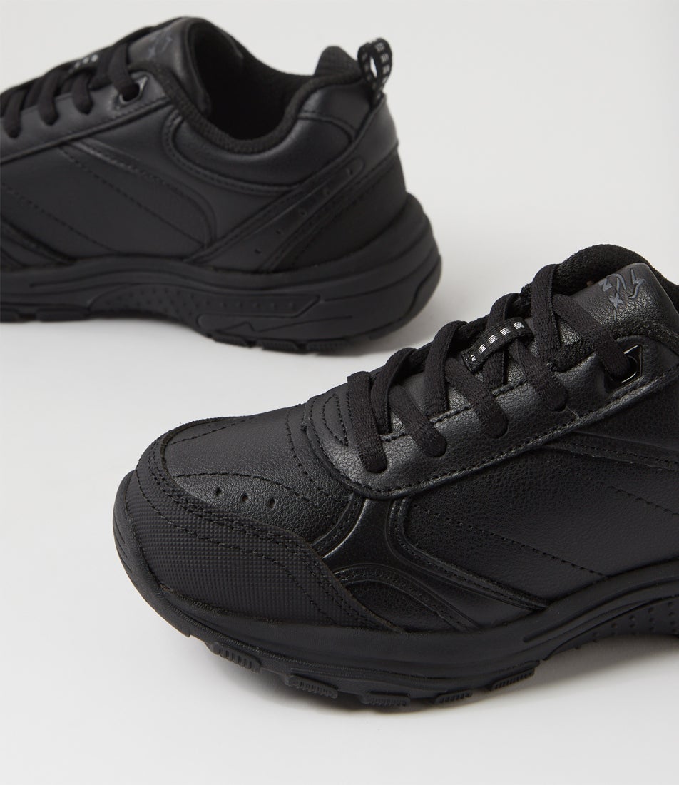 Elite Jnr E Lace Black Leather Sneakers