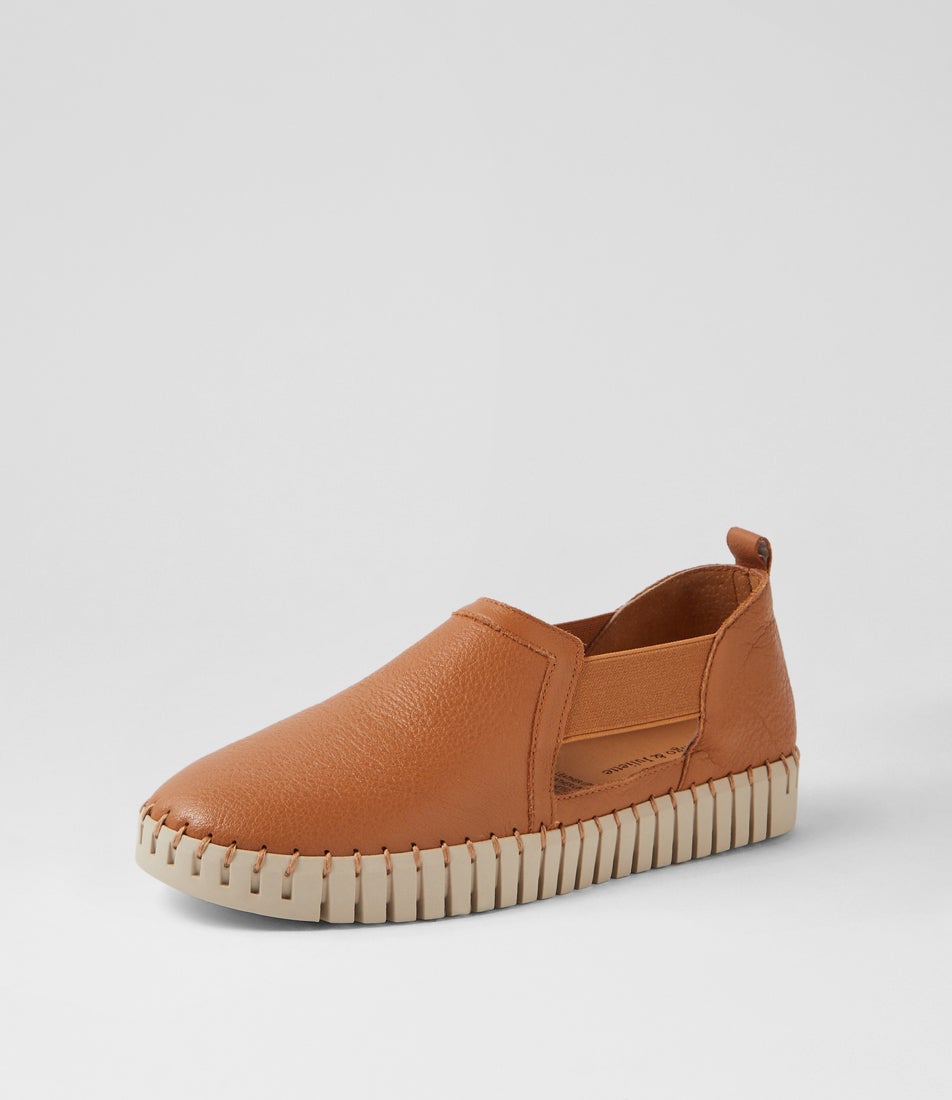 Harmless Dark Tan Almond Leather Flat Shoes