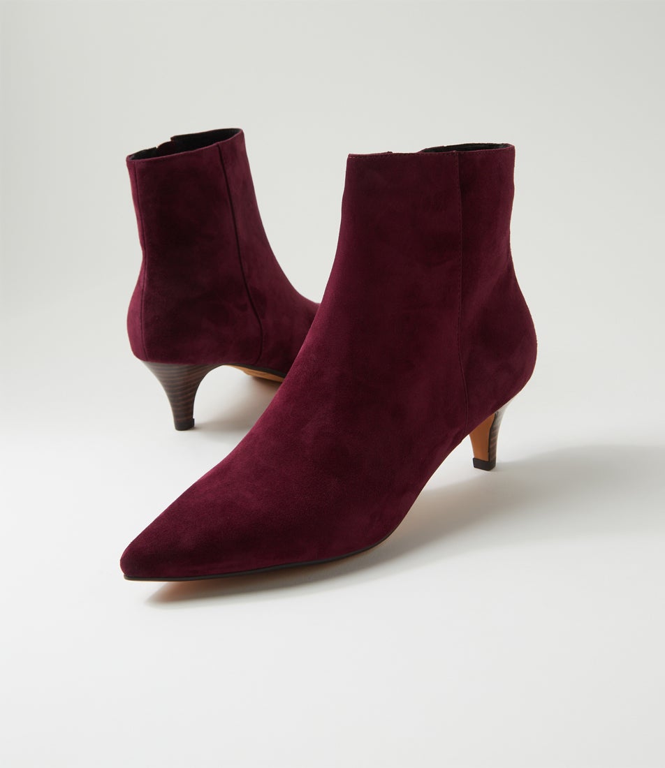 Conoir Burgundy Dark Brown Suede Ankle Boots