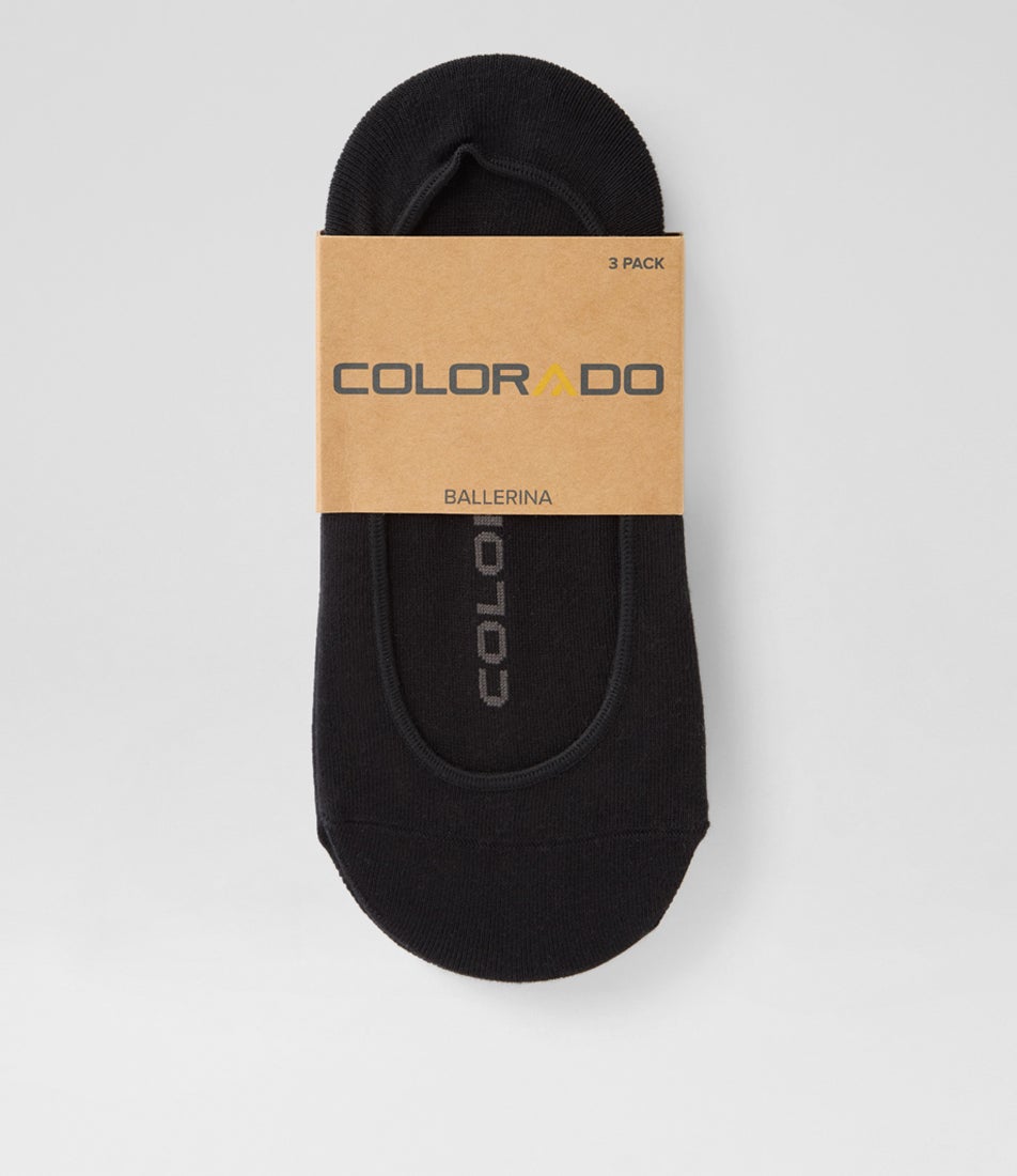 3pk Ball Invisible Black Cotton Socks