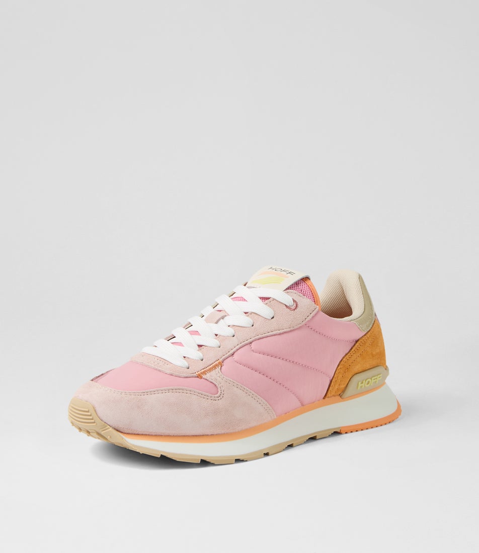 Track And Field Thurii Pink Multi Fabric Leather Sneakers