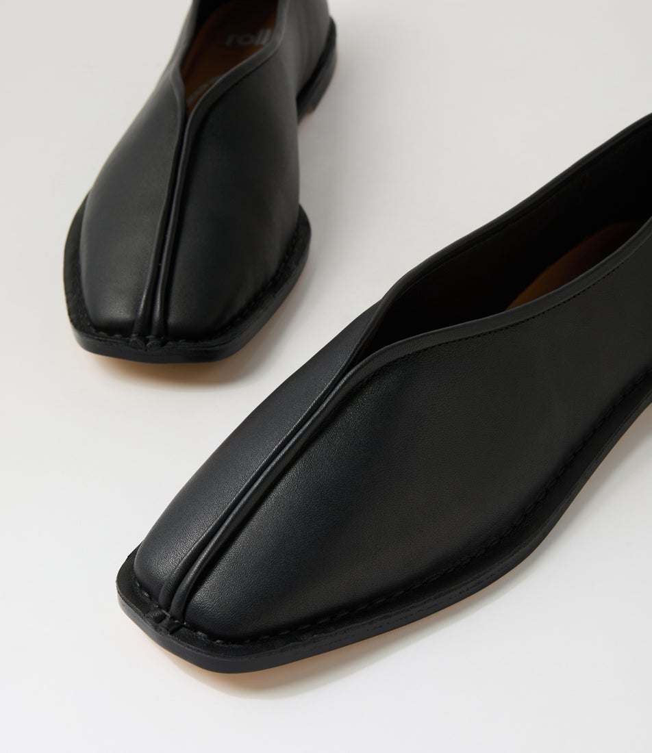 Ada Black Leather Ballet Flats