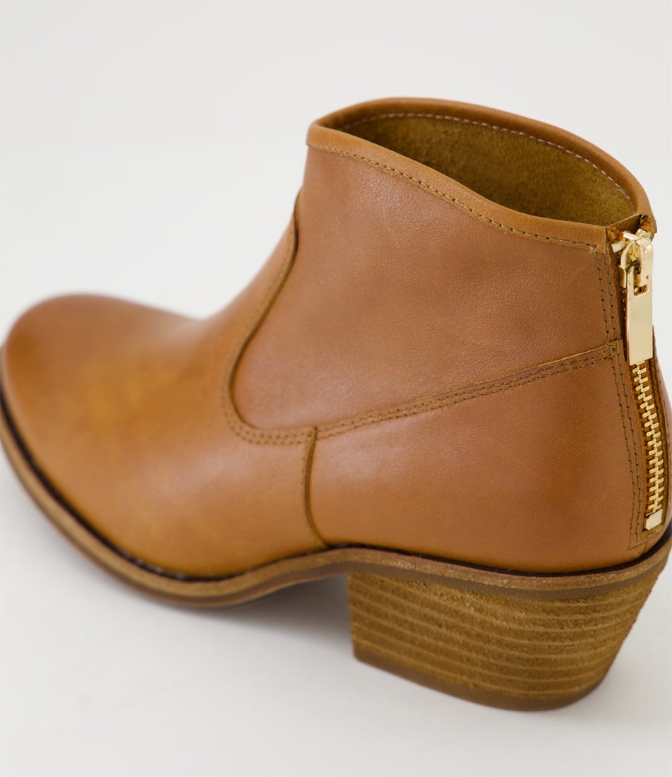 Jealousy Cognac Waxy Leather Ankle Boots Jealousy Cognac Waxy Leather Ankle Boots