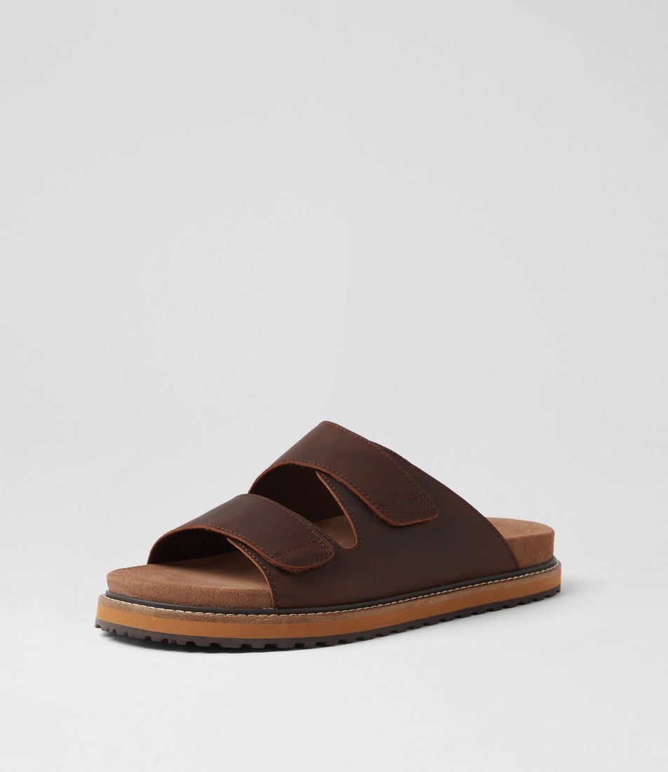 Fairo Brown Leather Slides