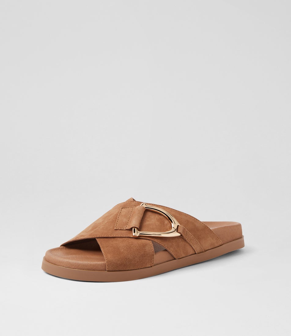 Roule Light Choc Suede Slides