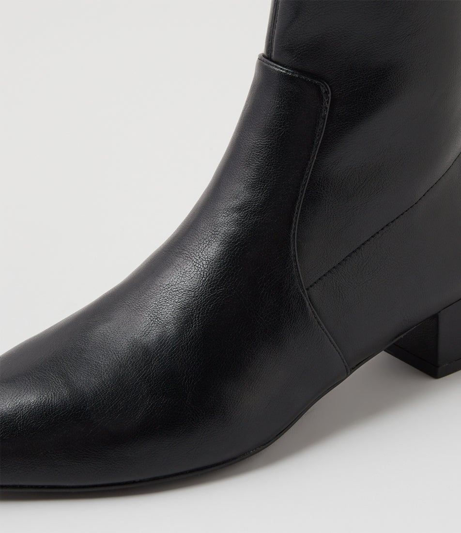 Cared Black Stretch Ankle Boots