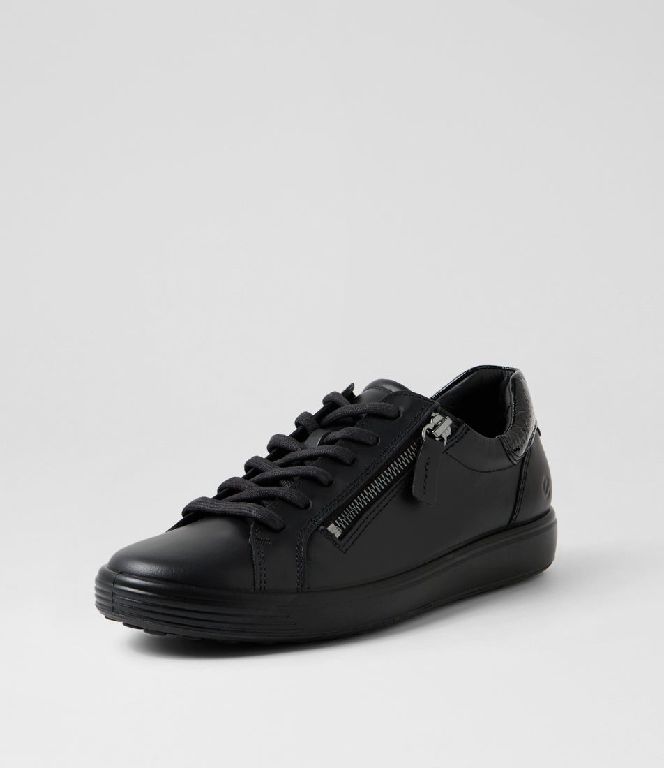 Soft 7 Zip W Black Leather Sneakers