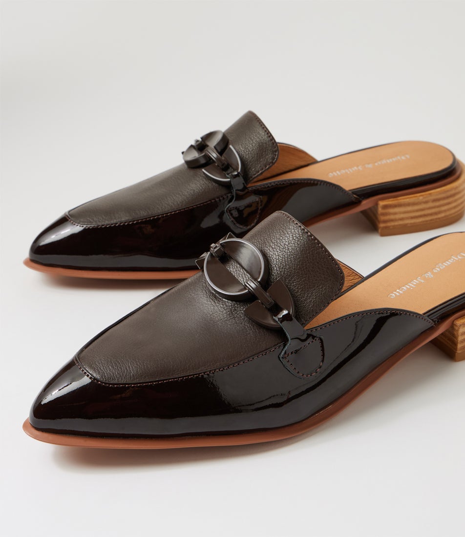 Ebmu Choc Patent Leather Mules