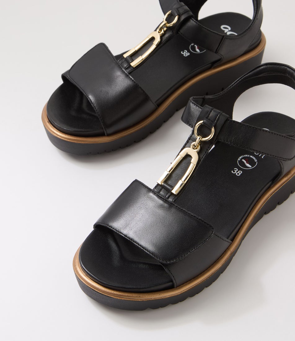 Bilbao 15 Black Leather Sandals